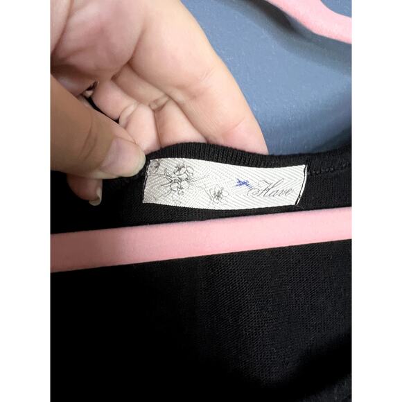 2000s Have Bubble Sleeve Polka Dot Black White Multi Textured Button Top Women - Picture 6 of 8